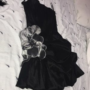 A black mini dress